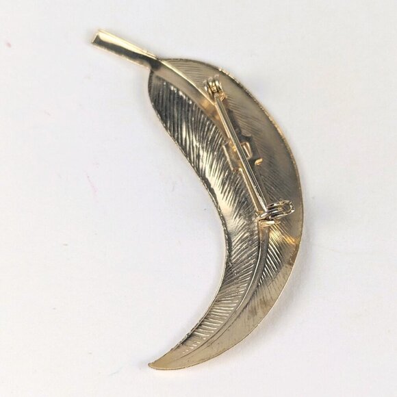Vintage Gold-Tone Feather Brooch - Picture 3 of 3